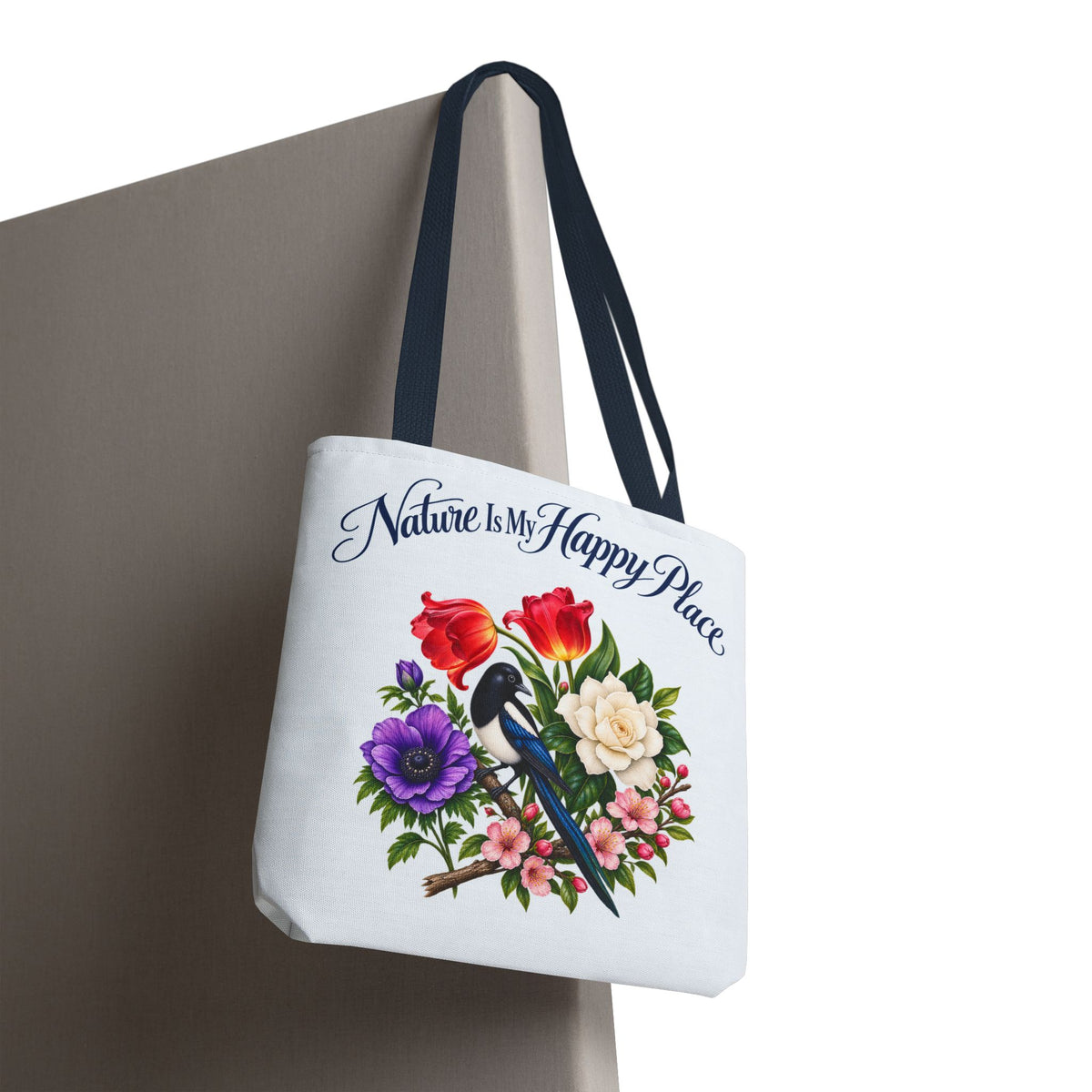 Nature Is My Happy Place | Magpie Floral Tote Bag