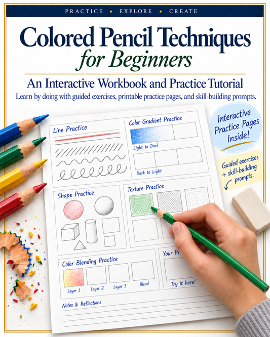 Colored Pencil Techniques for Beginners | Practice Workbook (PDF Download)