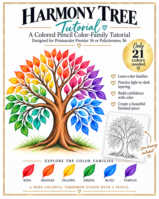 Harmony Tree Colored Pencil Tutorial | Prismacolor & Polychromos