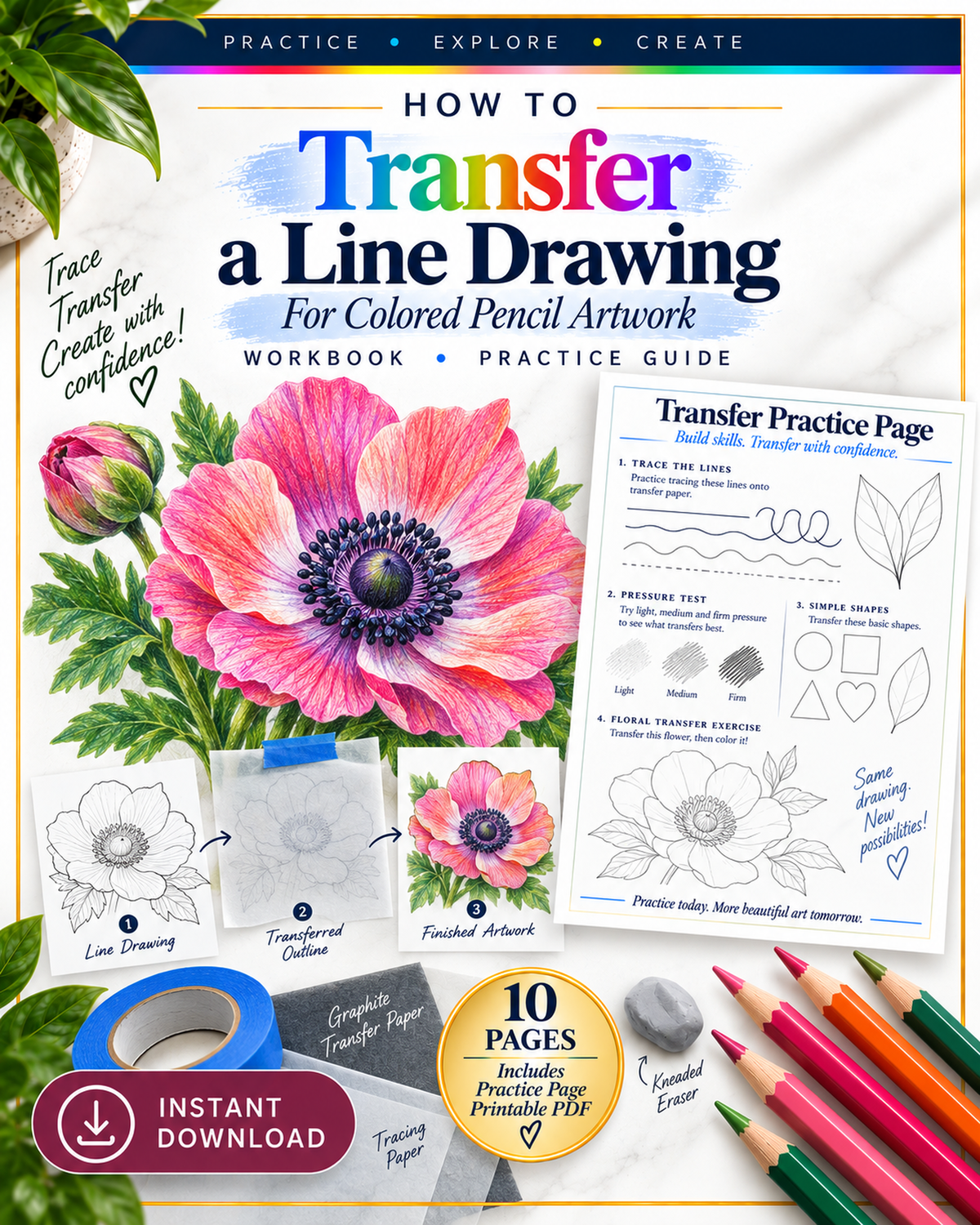 How to Transfer a Drawing | 4 Methods + Practice Page (PDF Download)