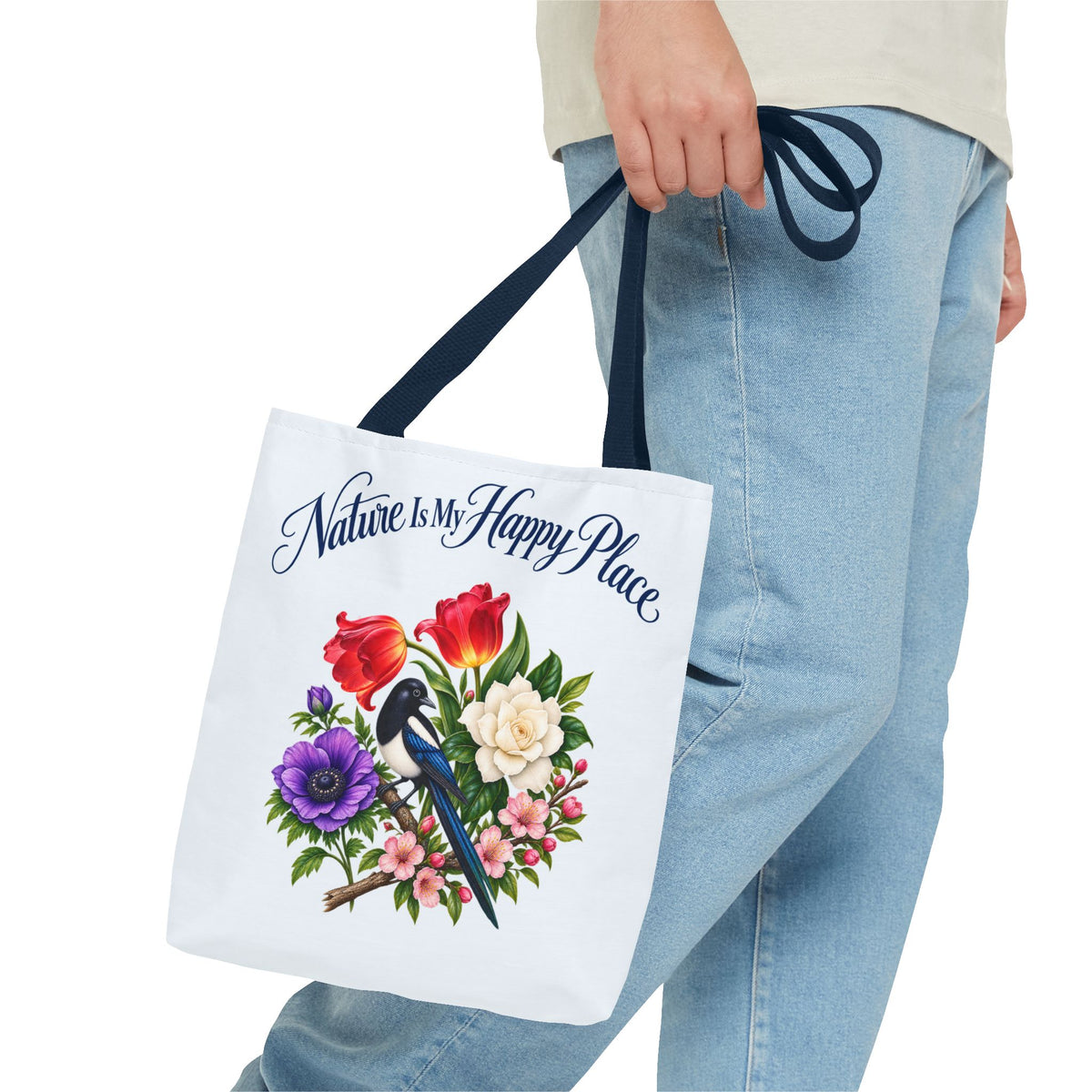 Nature Is My Happy Place | Magpie Floral Tote Bag