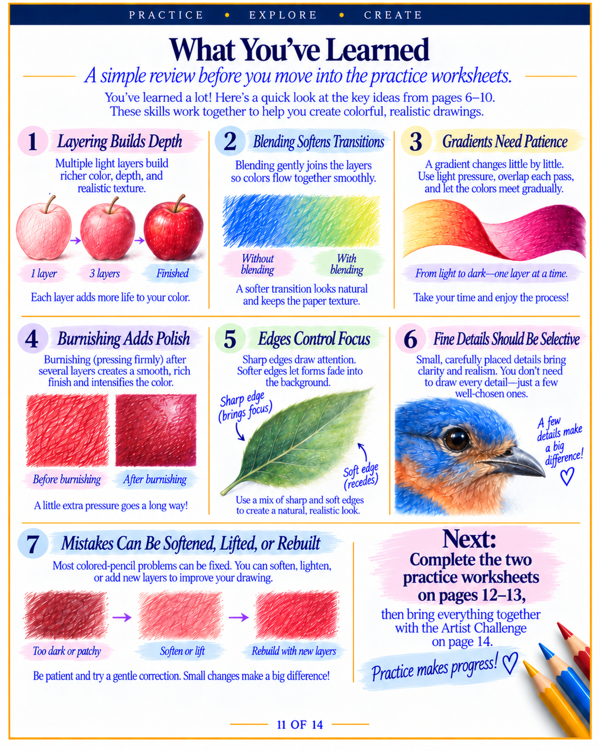 Colored Pencil Techniques for Beginners to Intermediate | Printable PDF Guide