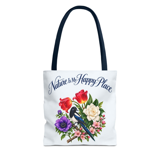 Nature Is My Happy Place | Magpie Floral Tote Bag