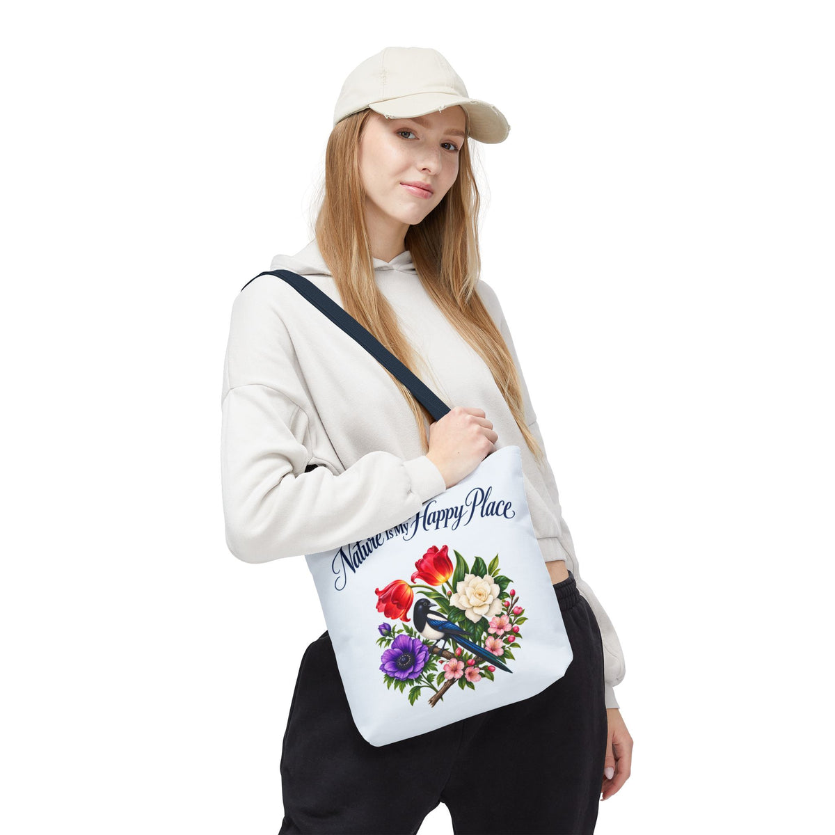 Nature Is My Happy Place | Magpie Floral Tote Bag