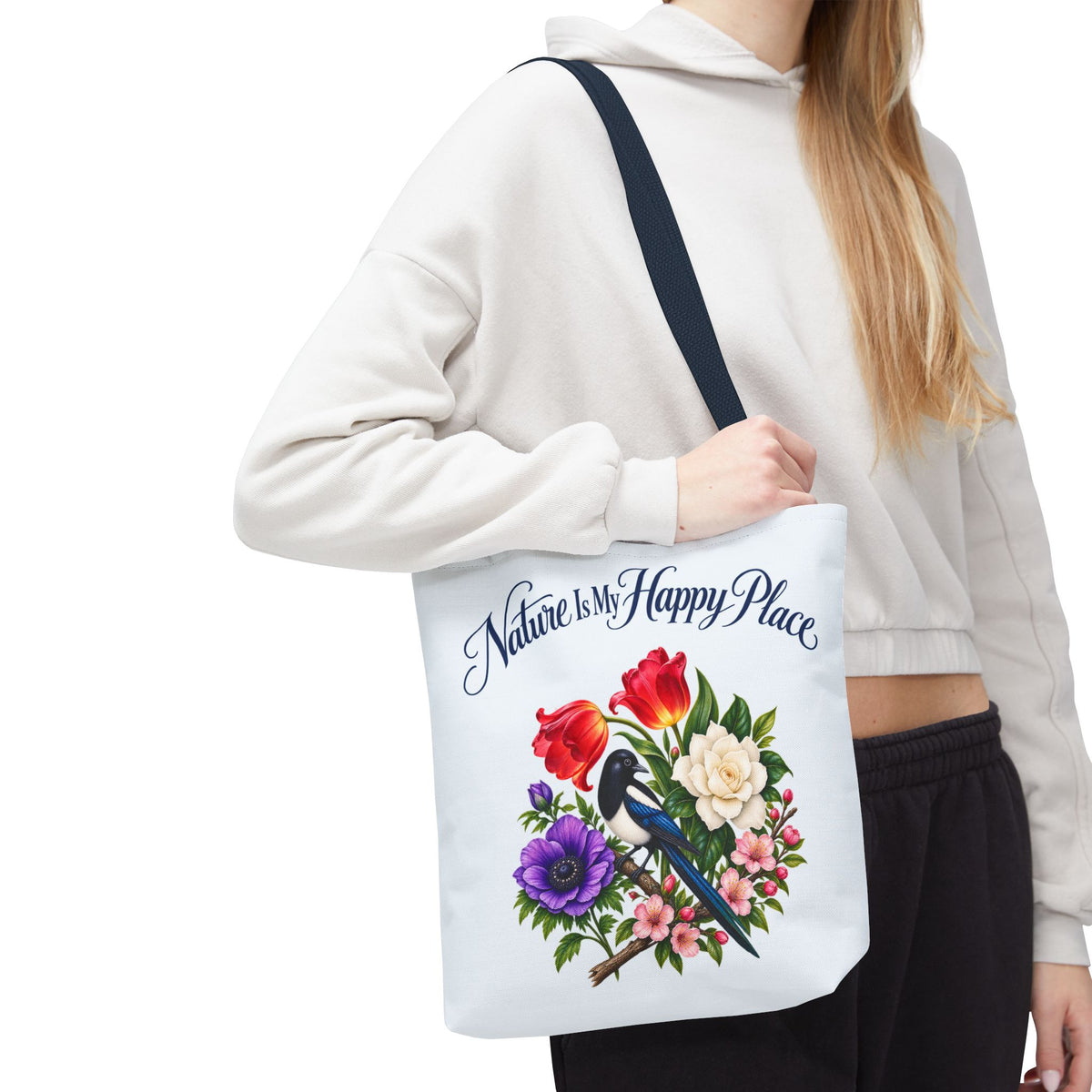 Nature Is My Happy Place | Magpie Floral Tote Bag