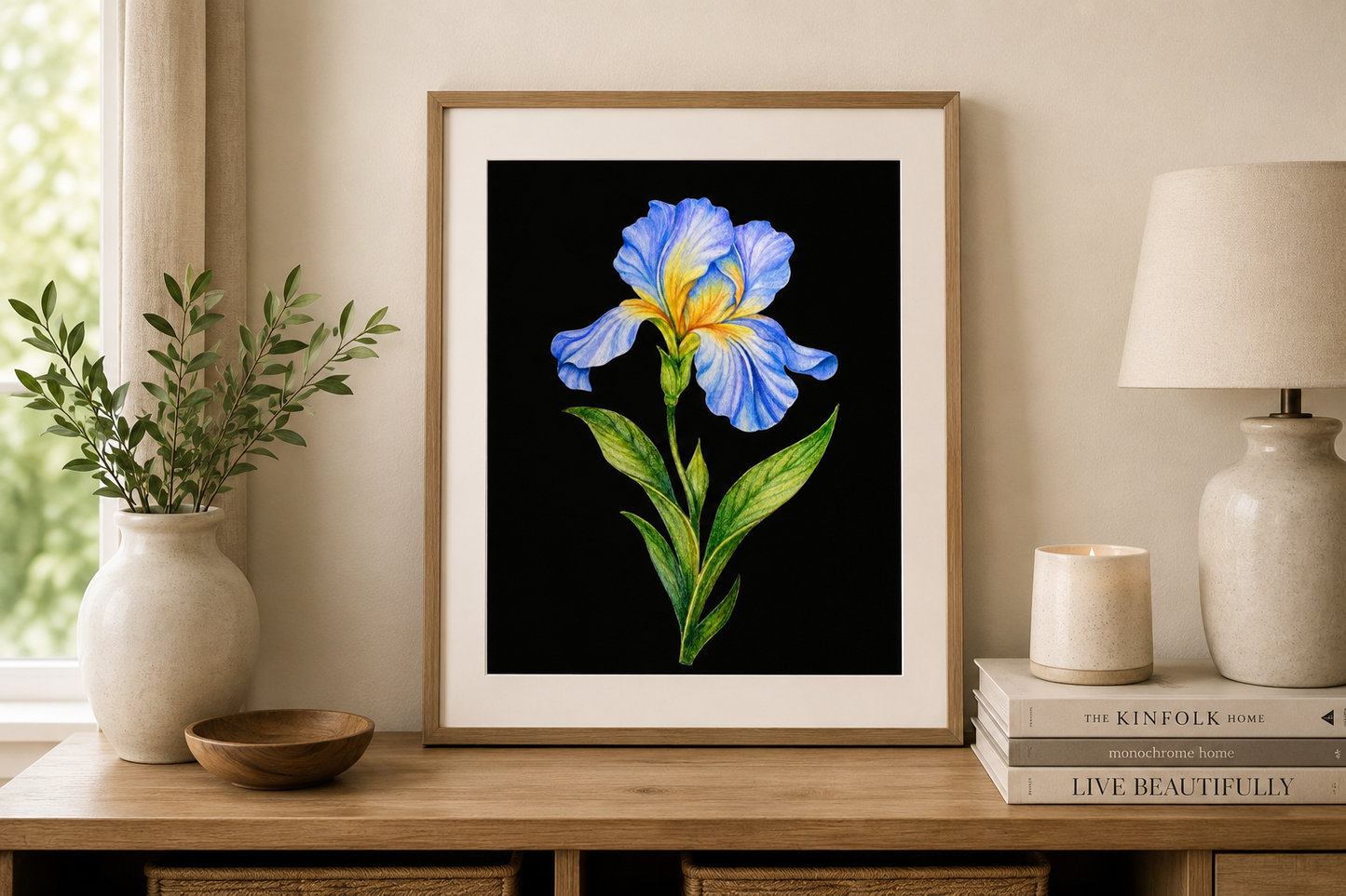 Blue Iris - Colored Pencil Fine Art Print