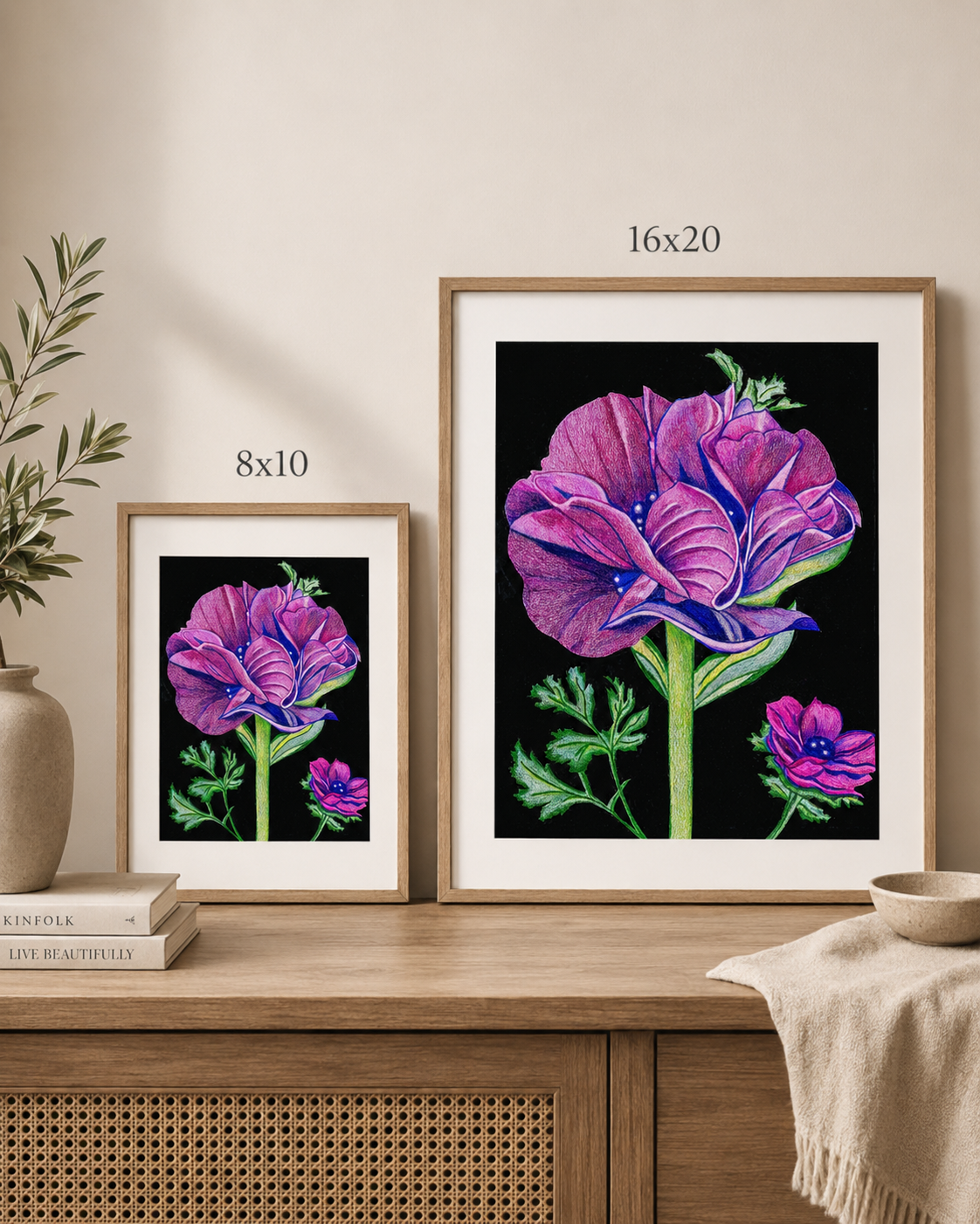 India Purple Poppy - Colored Pencil Fine Art Print