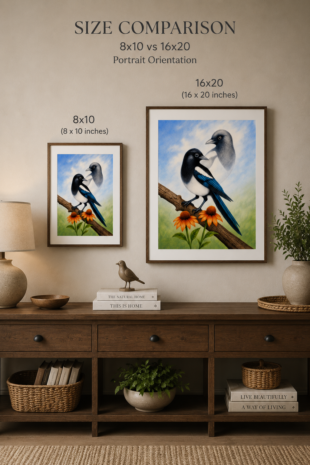 Magpie Spirit Birds - Colored Pencil Fine Art Print