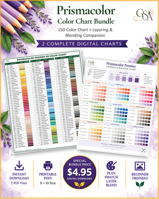 Prismacolor 150 Color Chart + Layering & Blending Companion