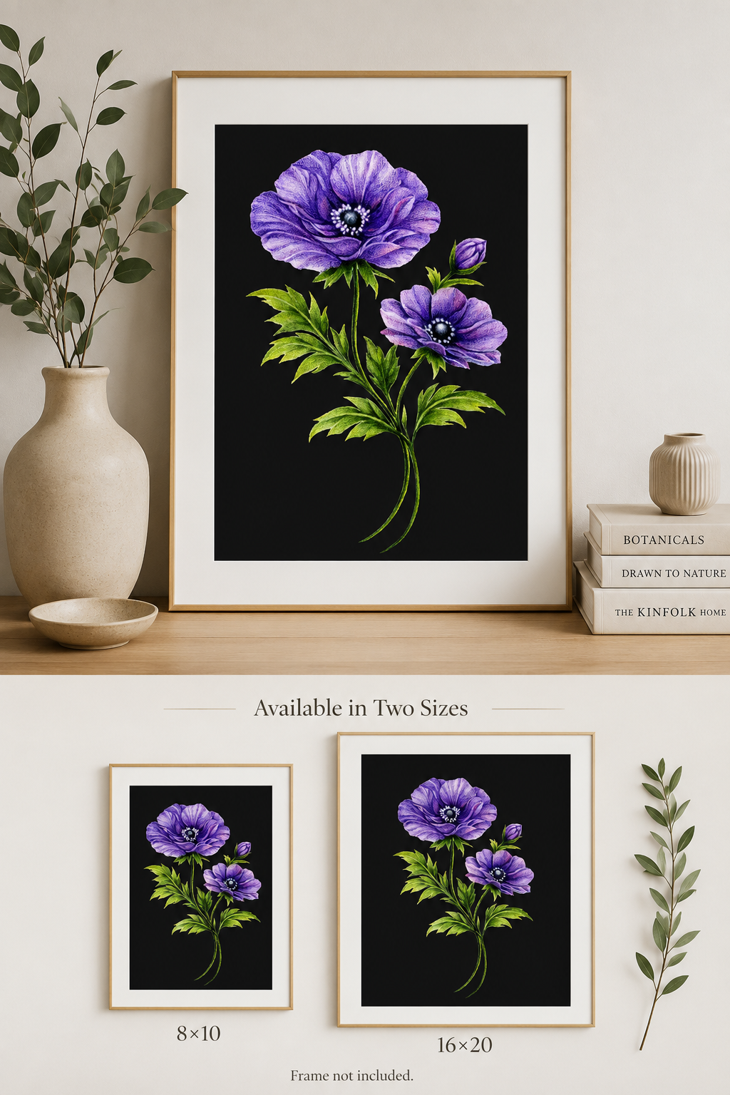 Purple Anemone - Colored Pencil Fine Art Print