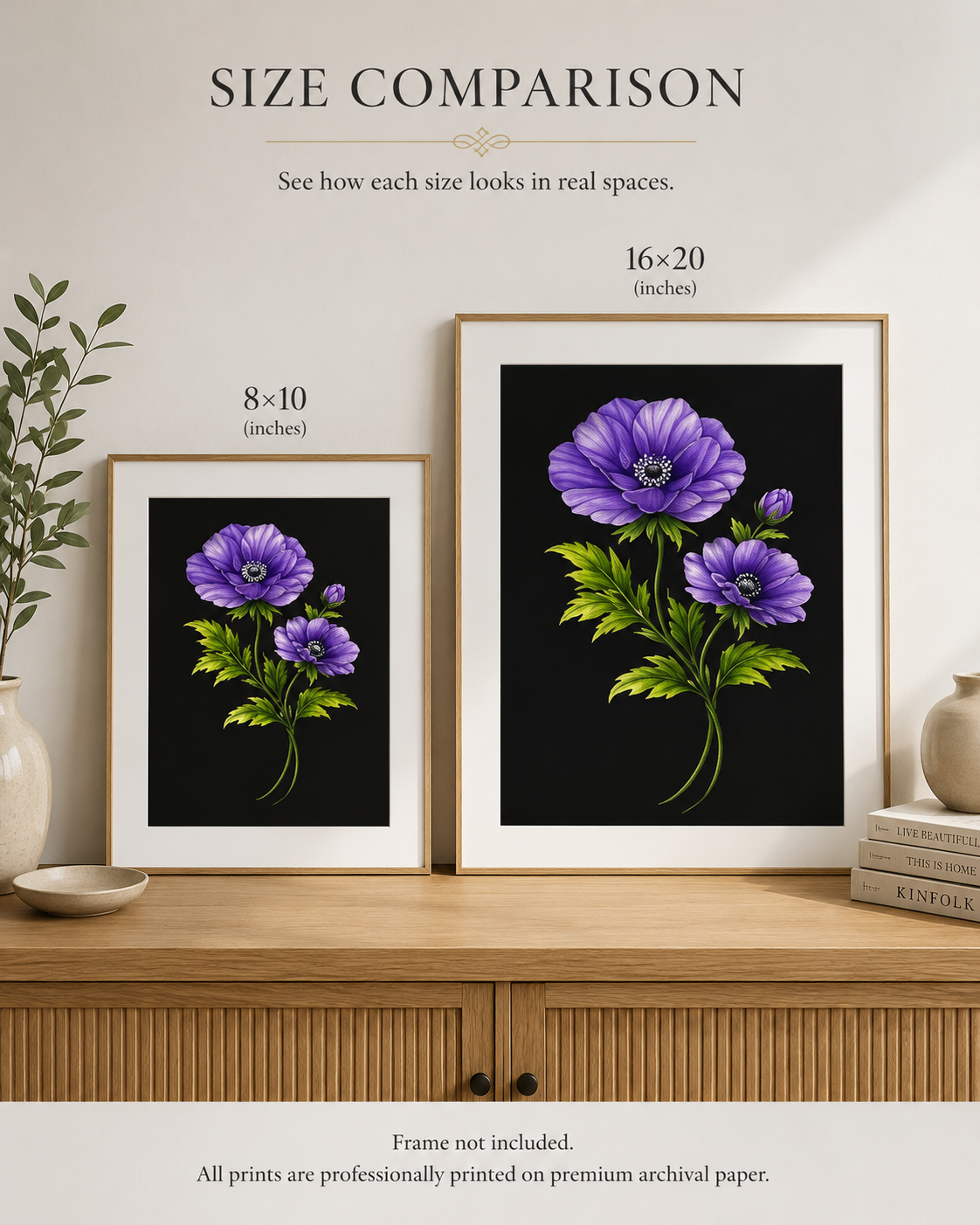 Purple Anemone - Colored Pencil Fine Art Print