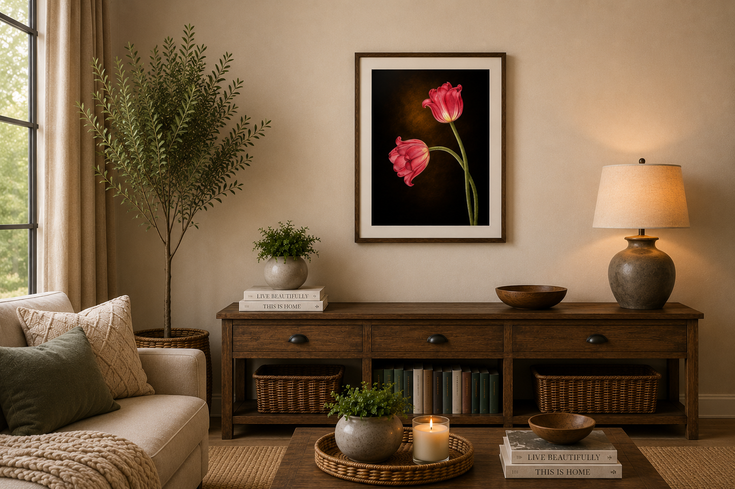 Red Tulips - Colored Pencil Fine Art Print