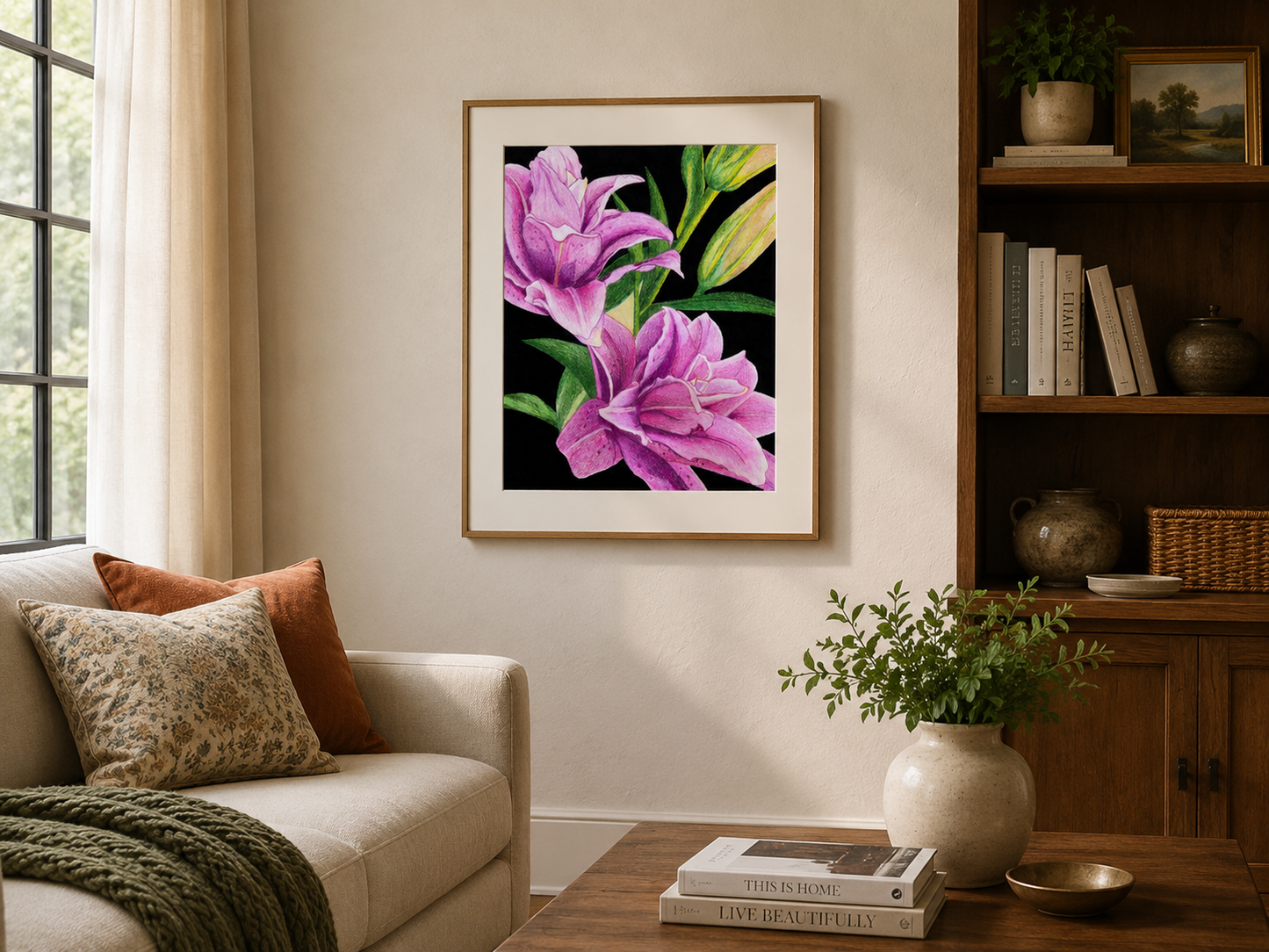 Rose Lilies - Colored Pencil Fine Art Print