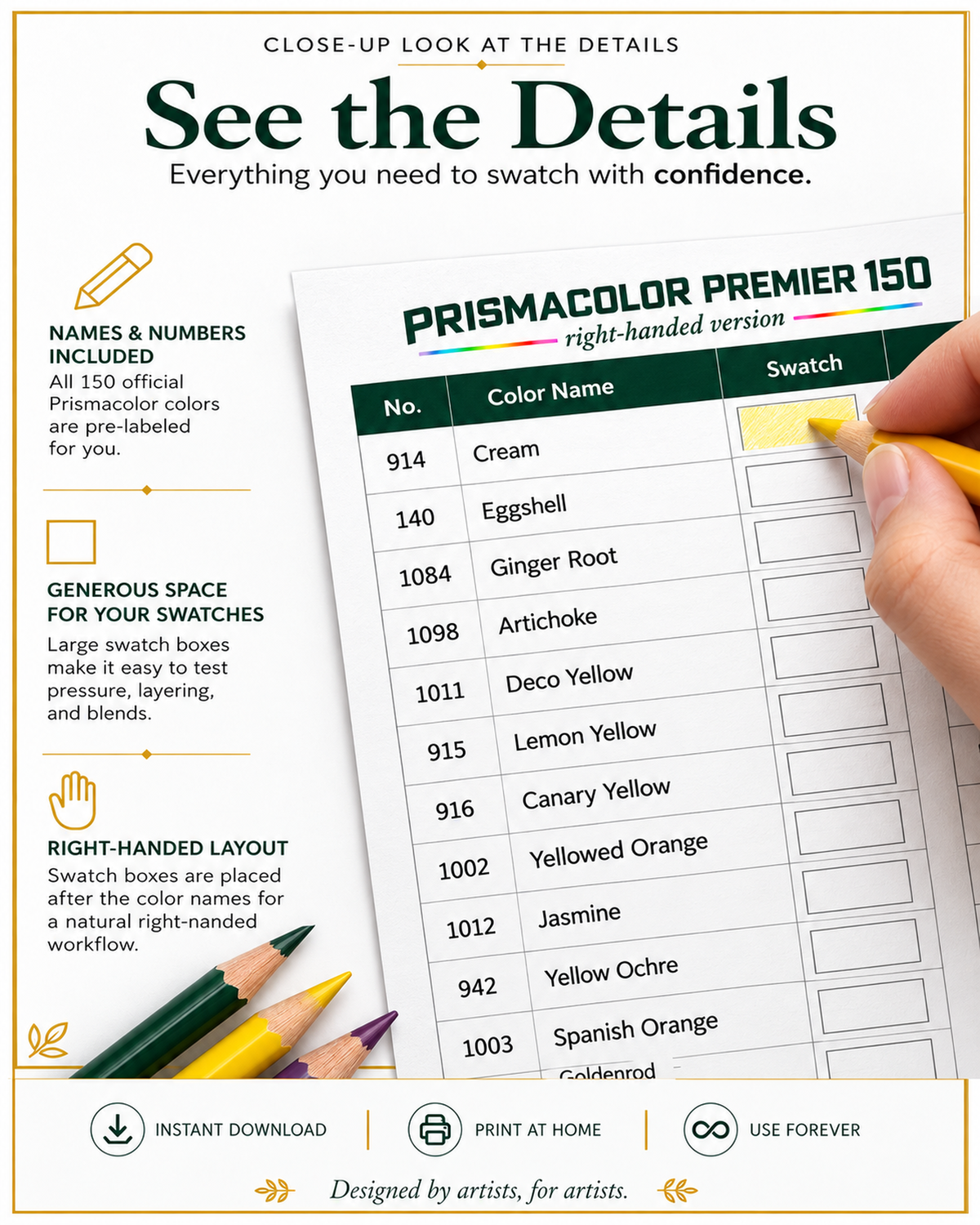 Prismacolor Color Swatch Chart | Printable Colored Pencil Reference Chart