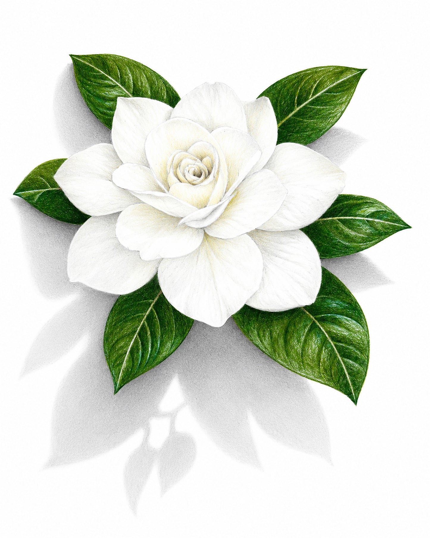 White Gardenia -- Colored Pencil Fine Art Print