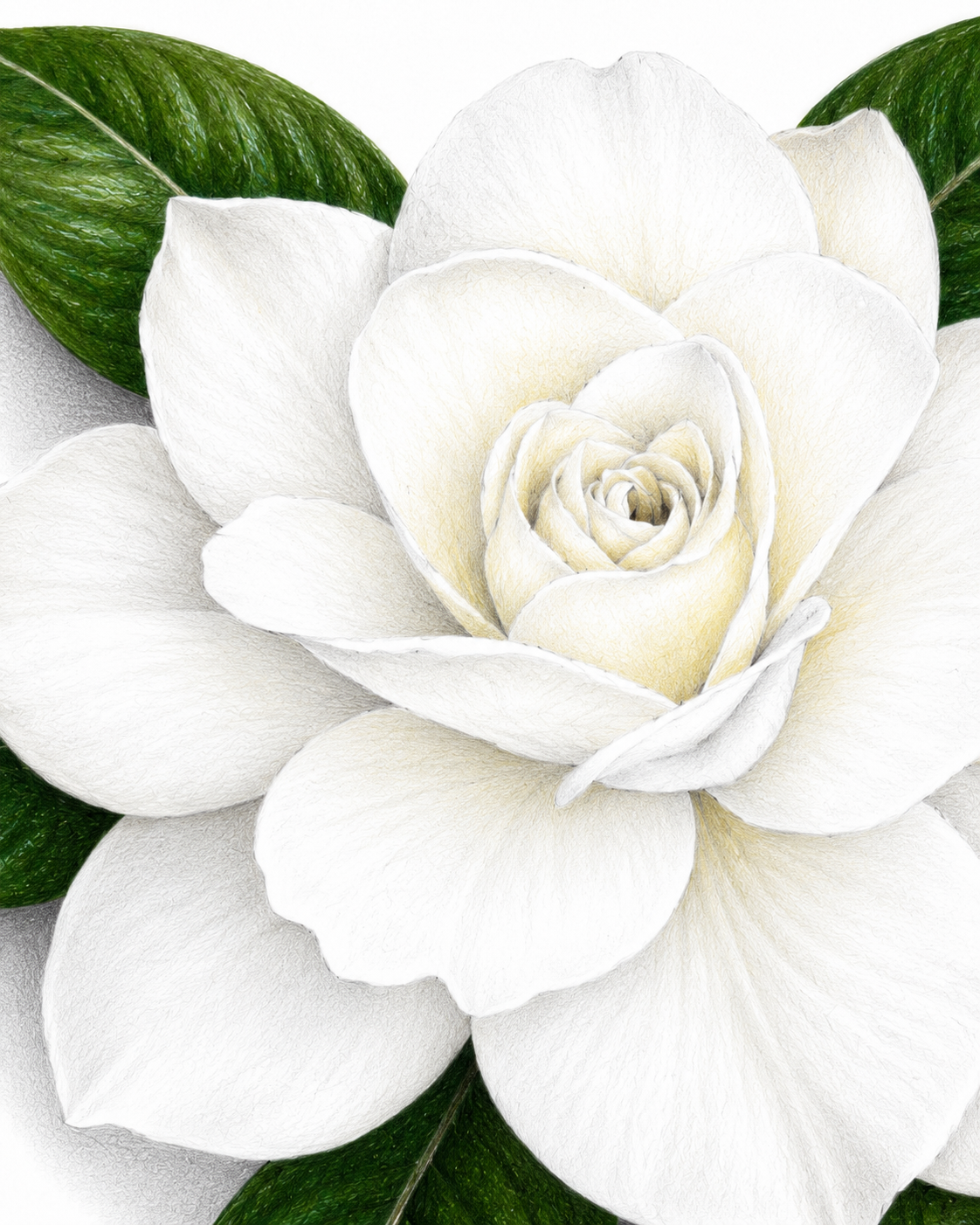 Gardenia - Colored Pencil Fine Art Print